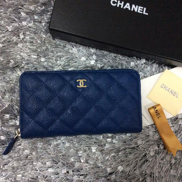 Chanel Matelasse Zip Around Wallet Caviar leather A50071 Royalblue