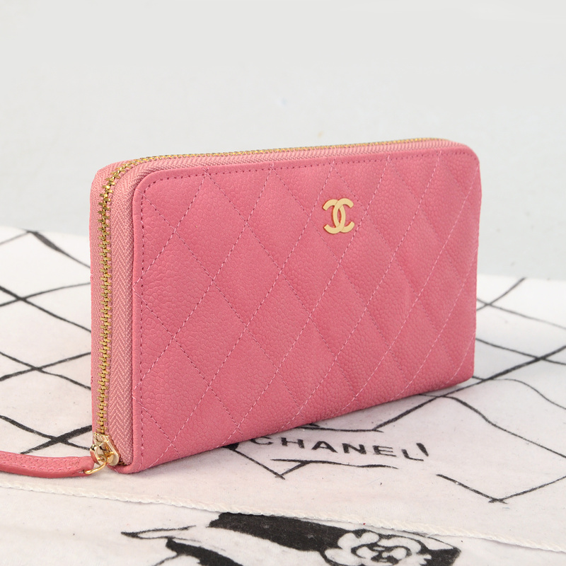 Chanel Matelasse Zip Around Wallet Original Cannage Pattern Nubuck Leather C009 Pink