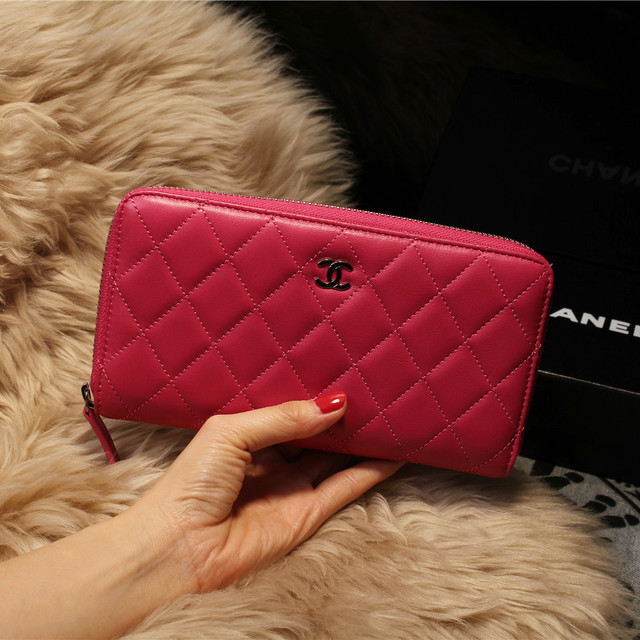 Chanel Matelasse Zip Around Wallet Sheepskin A31505 Rose