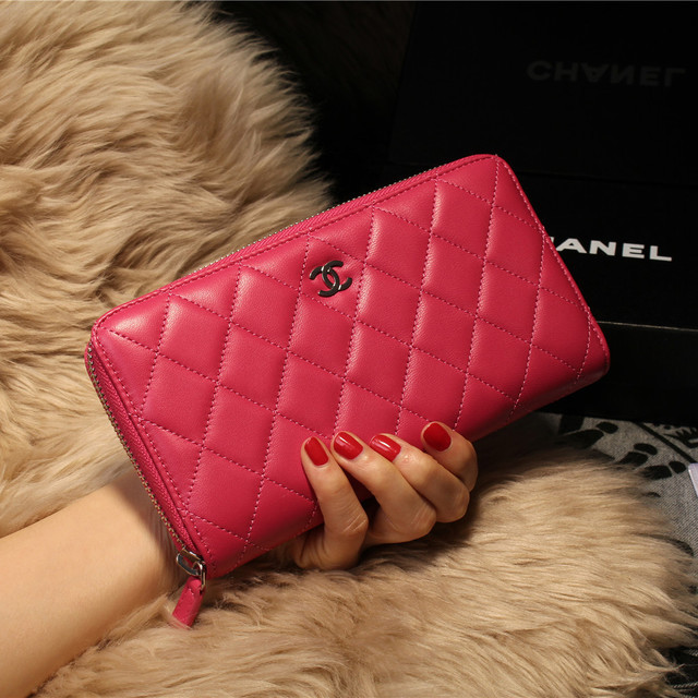 Chanel Matelasse Zip Around Wallet Sheepskin A31505 Rose