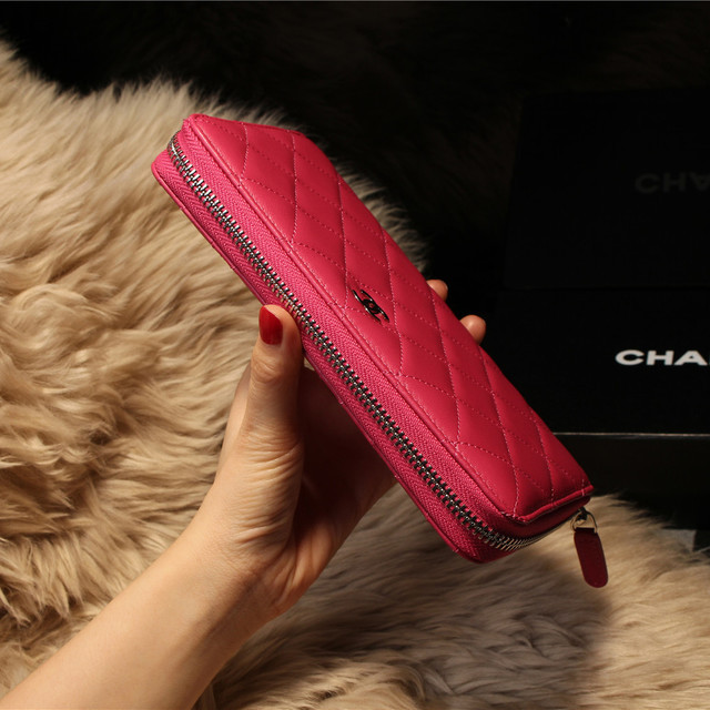 Chanel Matelasse Zip Around Wallet Sheepskin A31505 Rose