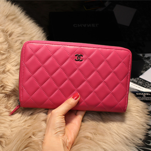 Chanel Matelasse Zip Around Wallet Sheepskin A31508 Rose