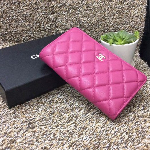 Chanel Matelasse Zip Around Wallet Sheepskin A31508 Rose