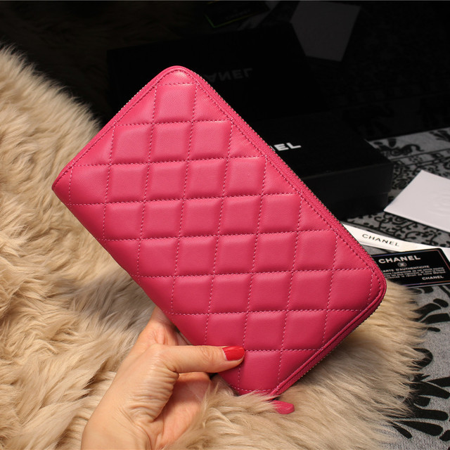 Chanel Matelasse Zip Around Wallet Sheepskin A31508 Rose