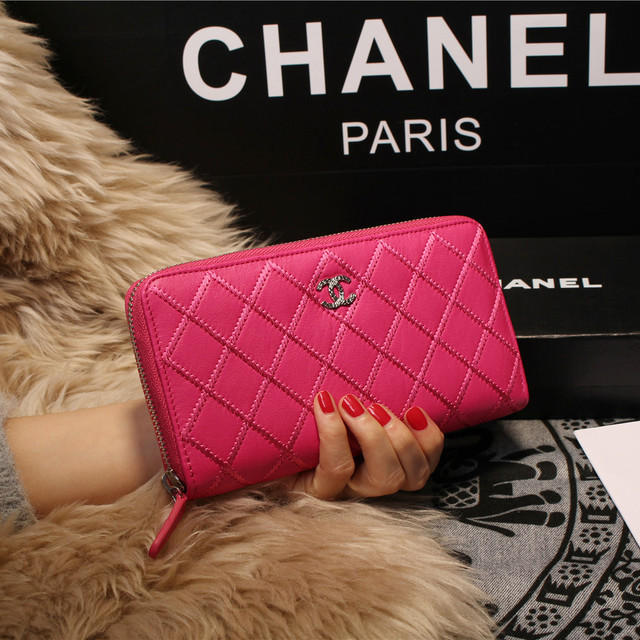 Chanel Matelasse Zip Around Wallet Sheepskin A80131 Rose