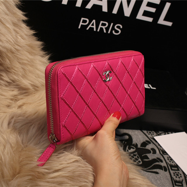 Chanel Matelasse Zip Around Wallet Sheepskin A80131 Rose