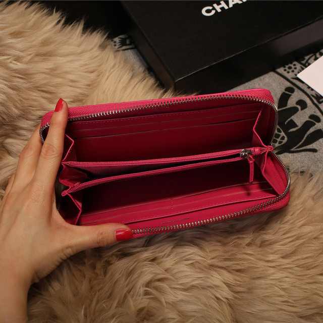 Chanel Matelasse Zip Around Wallet Sheepskin A80131 Rose