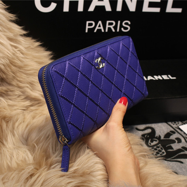 Chanel Matelasse Zip Around Wallet Sheepskin A80131 Royal