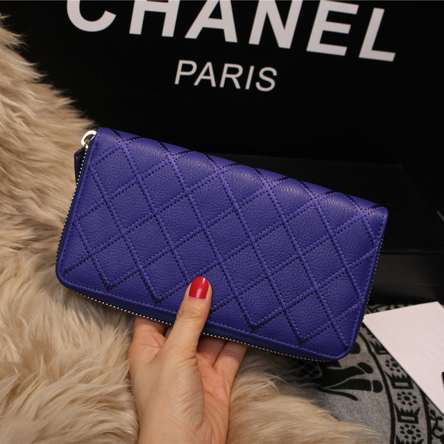 Chanel Matelasse Zip Around Wallet Sheepskin A80131 Royal