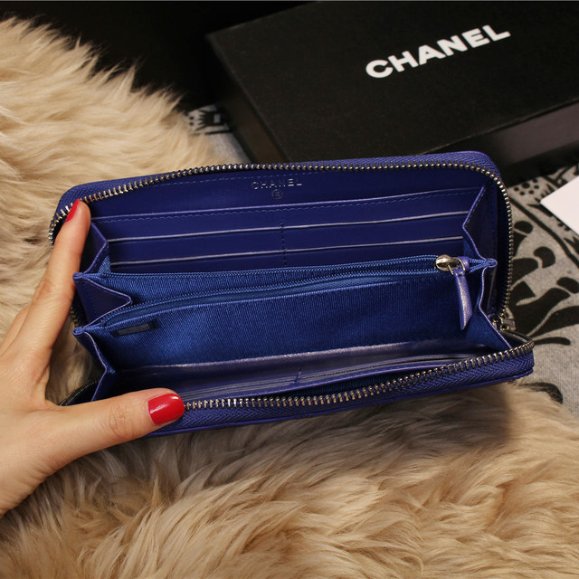 Chanel Matelasse Zip Around Wallet Sheepskin A80131 Royal