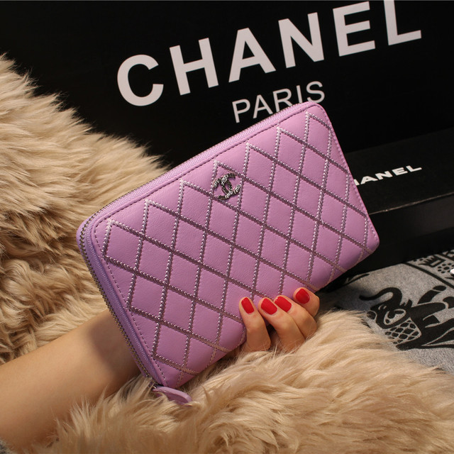 Chanel Matelasse Zip Around Wallet Sheepskin A80132 Lavender