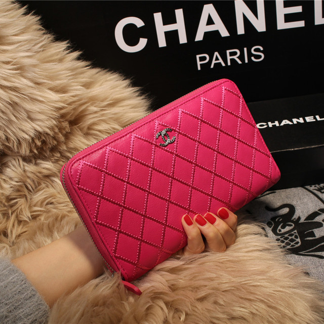 Chanel Matelasse Zip Around Wallet Sheepskin A80132 Rose