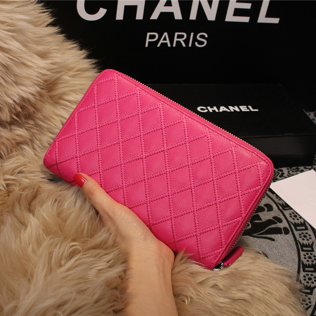 Chanel Matelasse Zip Around Wallet Sheepskin A80132 Rose