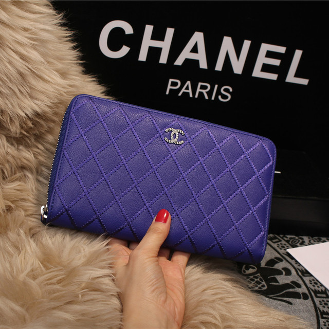 Chanel Matelasse Zip Around Wallet Sheepskin A80132 Royal