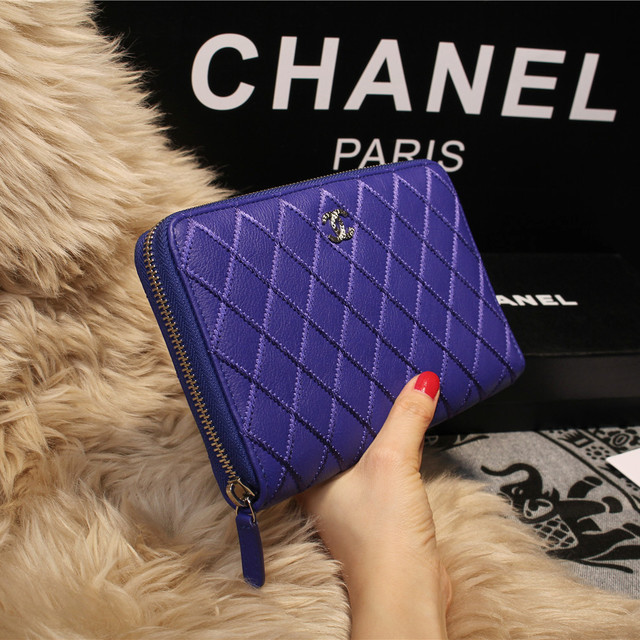 Chanel Matelasse Zip Around Wallet Sheepskin A80132 Royal