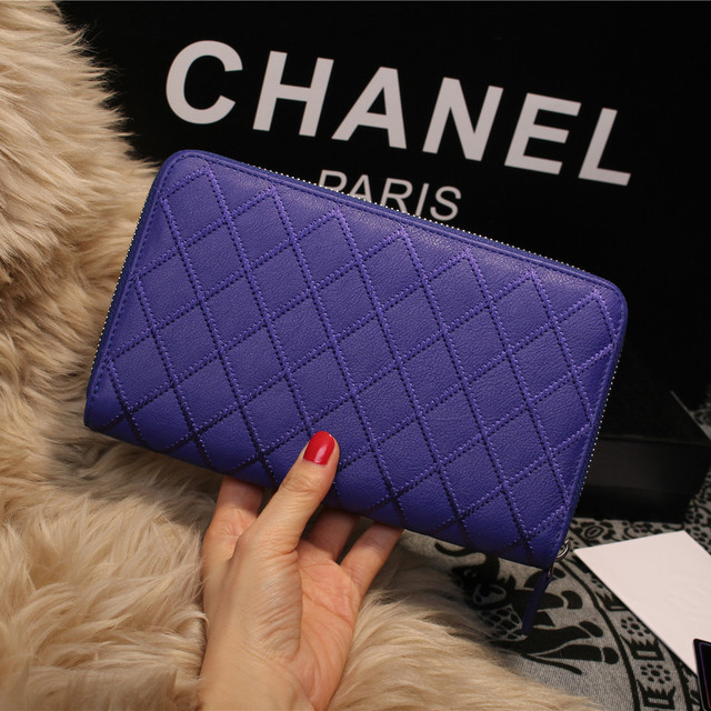 Chanel Matelasse Zip Around Wallet Sheepskin A80132 Royal