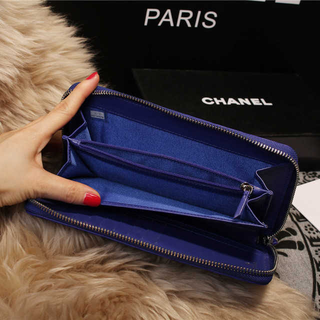 Chanel Matelasse Zip Around Wallet Sheepskin A80132 Royal