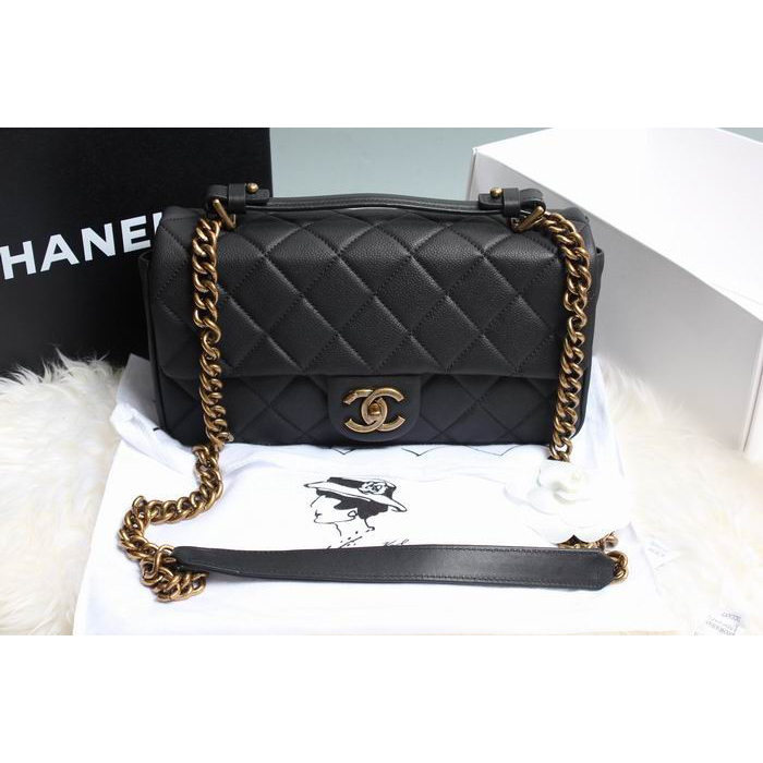 Chanel Original Cannage Pattern Nubuck Leather Top Flap Bag A67622 Black