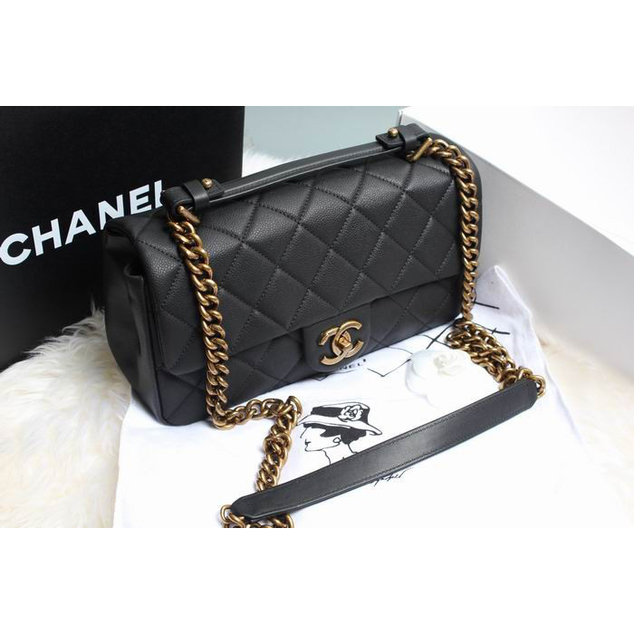 Chanel Original Cannage Pattern Nubuck Leather Top Flap Bag A67622 Black