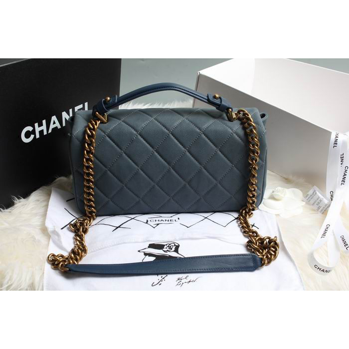 Chanel Original Cannage Pattern Nubuck Leather Top Flap Bag A67622 Grey blue