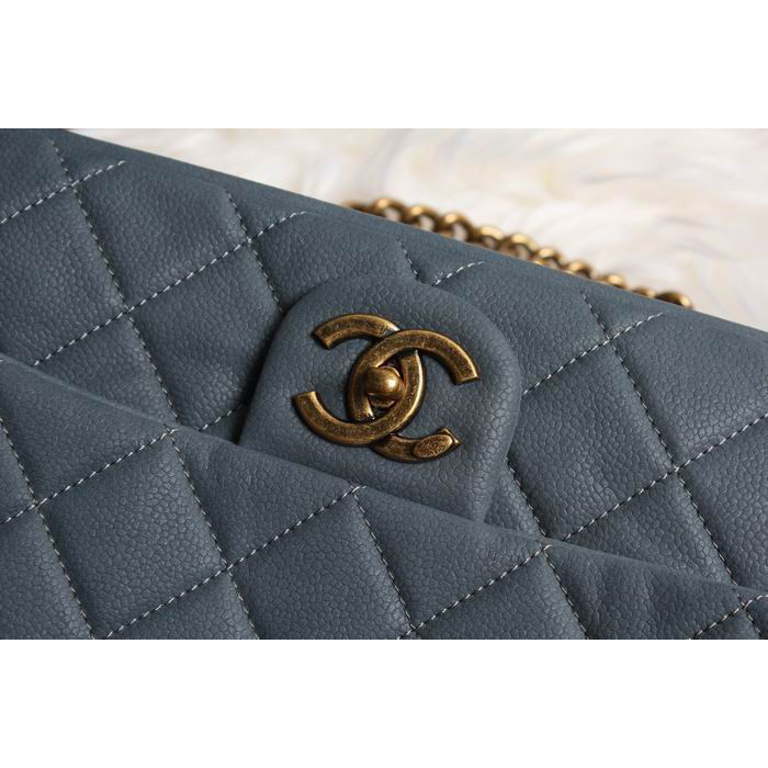 Chanel Original Cannage Pattern Nubuck Leather Top Flap Bag A67622 Grey blue