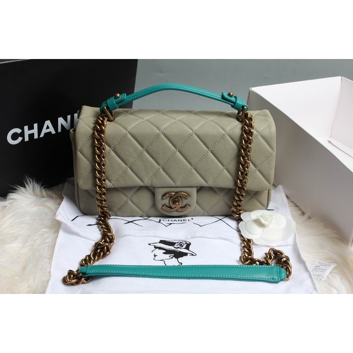 Chanel Original Cannage Pattern Nubuck Leather Top Flap Bag A67622 Light green