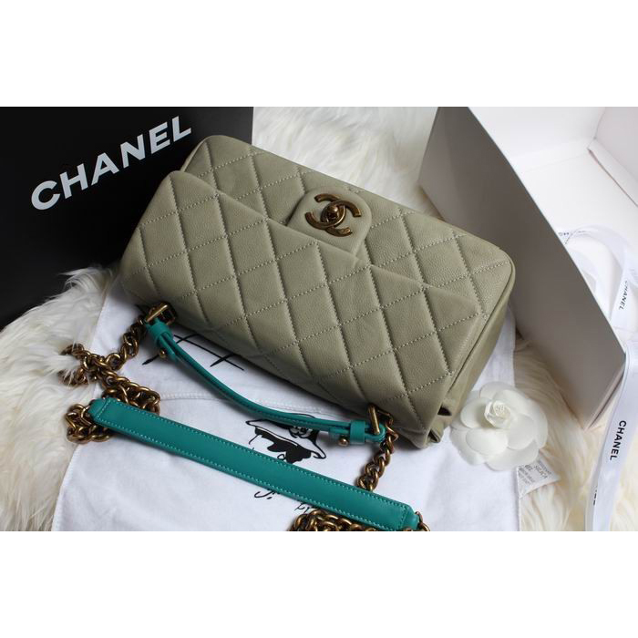 Chanel Original Cannage Pattern Nubuck Leather Top Flap Bag A67622 Light green