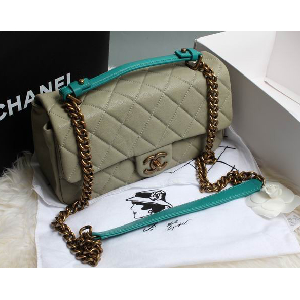 Chanel Original Cannage Pattern Nubuck Leather Top Flap Bag A67622 Light green