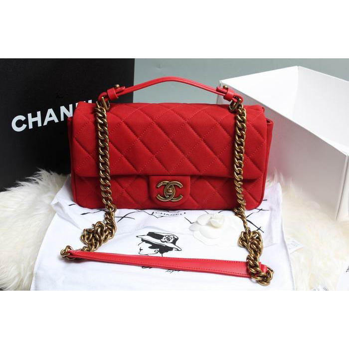 Chanel Original Cannage Pattern Nubuck Leather Top Flap Bag A67622 Red