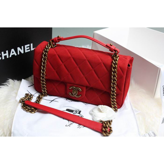 Chanel Original Cannage Pattern Nubuck Leather Top Flap Bag A67622 Red