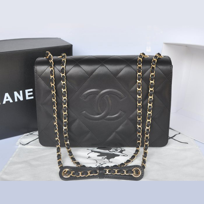 Chanel Original Sheepskin Leather Flap Shoulder Bag A67748 Black