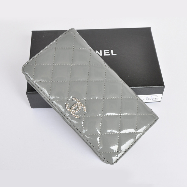 Chanel Patent Leather Bi-Fold Wallet A31508 Grey