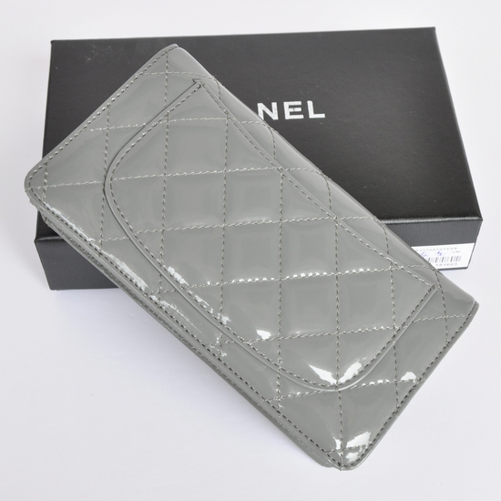 Chanel Patent Leather Bi-Fold Wallet A31508 Grey