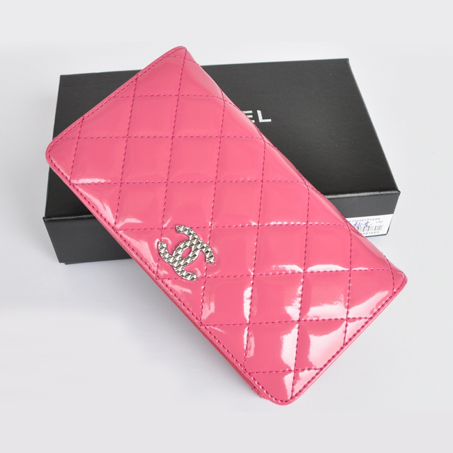 Chanel Patent Leather Bi-Fold Wallet A31508 Peach