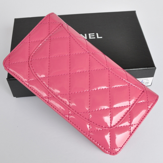 Chanel Patent Leather Bi-Fold Wallet A31508 Peach