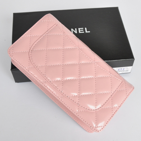 Chanel Patent Leather Bi-Fold Wallet A31508 Pink