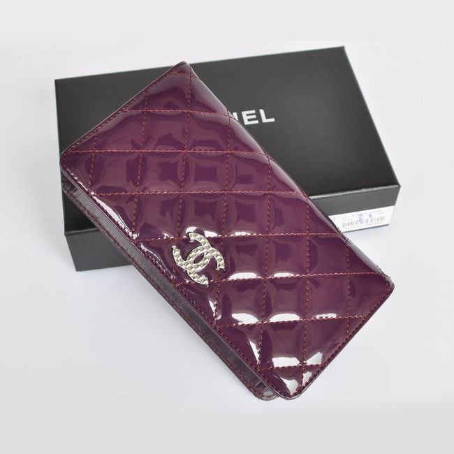 Chanel Patent Leather Bi-Fold Wallet A31508 Purple