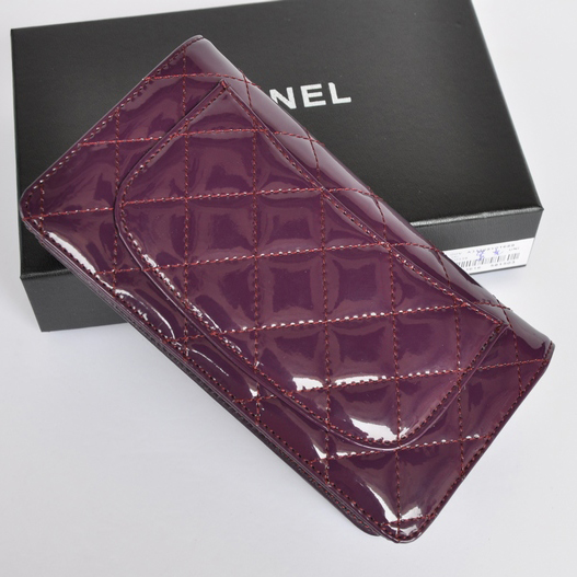 Chanel Patent Leather Bi-Fold Wallet A31508 Purple