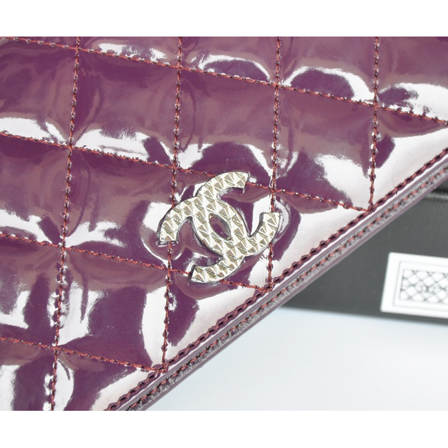 Chanel Patent Leather Bi-Fold Wallet A31508 Purple