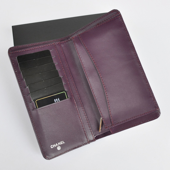 Chanel Patent Leather Bi-Fold Wallet A31508 Purple