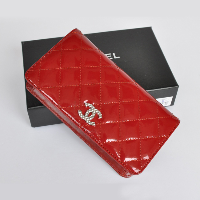 Chanel Patent Leather Bi-Fold Wallet A31508 Red