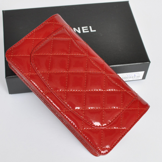 Chanel Patent Leather Bi-Fold Wallet A31508 Red