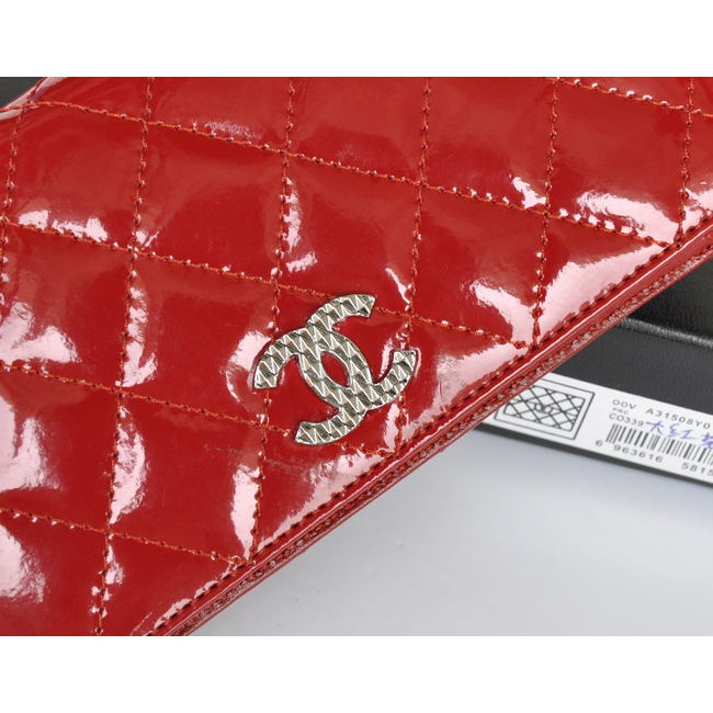 Chanel Patent Leather Bi-Fold Wallet A31508 Red