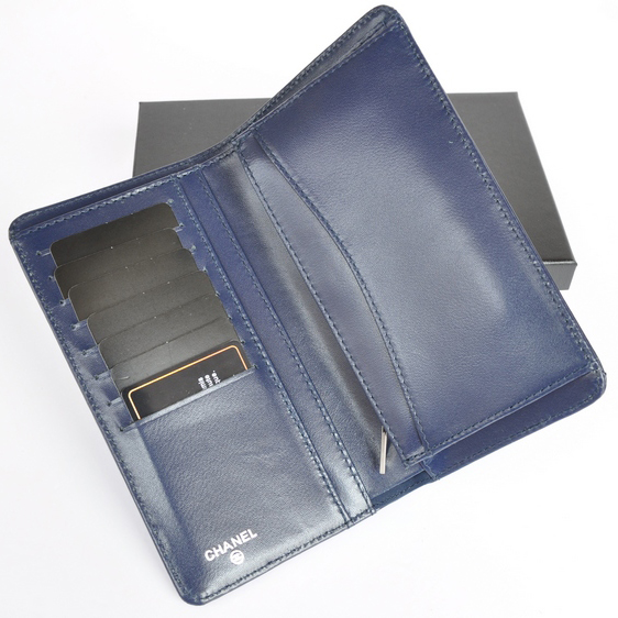 Chanel Patent Leather Bi-Fold Wallet A31508 Royal blue