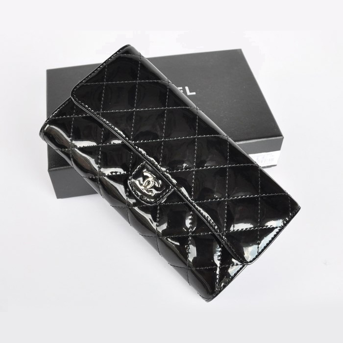 Chanel Patent Leather Clutch Wallet 31504 Black