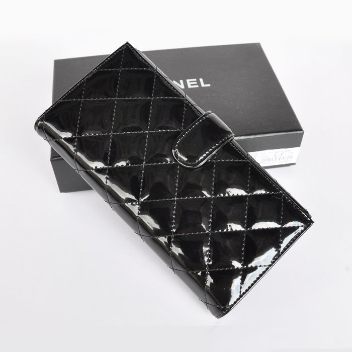 Chanel Patent Leather Clutch Wallet 31504 Black