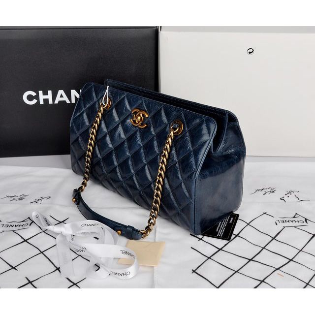 Chanel Perfect Edge Original Shiny Calf Leather Shoulder Bag A67030 Blue