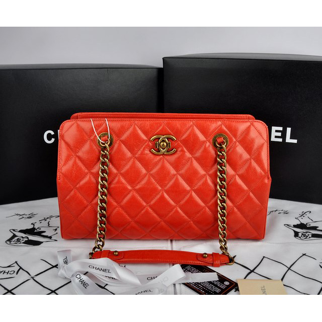 Chanel Perfect Edge Original Shiny Calf Leather Shoulder Bag A67030 Orange