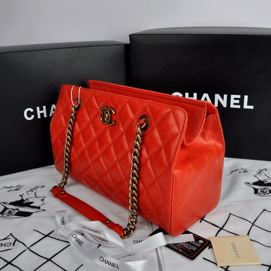 Chanel Perfect Edge Original Shiny Calf Leather Shoulder Bag A67030 Orange