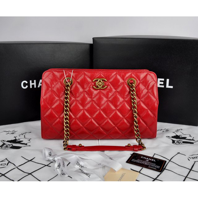 Chanel Perfect Edge Original Shiny Calf Leather Shoulder Bag A67030 Red